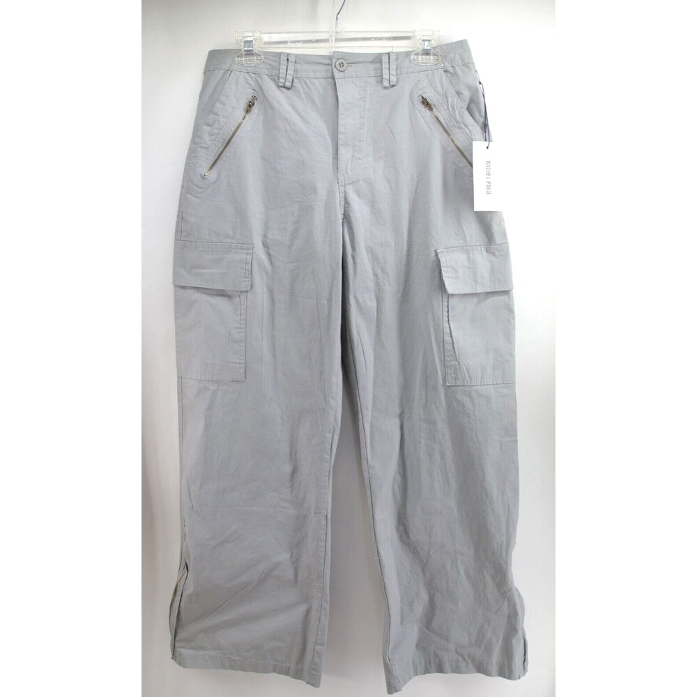 Rachel Paige Pants Women’s Size M 32x30 Gray Wide‎ Leg Stretch Cargo Casual